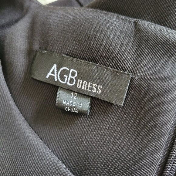 WORN ONCE AGB BLACK SABRINA NECK SHIFT DRESS AUDREY HEPBURN STYLE SZ 12 / L - Picture 14 of 15